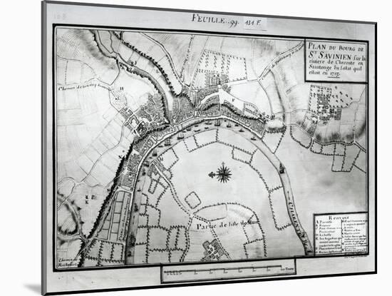 Fol.99 Map of Saint-Savinien on the Charente River in 1713, from 'Recueil Des Plans De Saintonge'-Claude Masse-Mounted Giclee Print