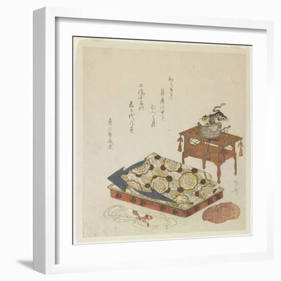 Folded Court Robe and a Hat with Tiger Ornament-Ryuryukyo Shinsai-Framed Giclee Print