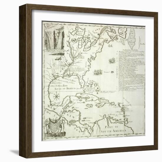 Folding Map of the North American Atlantic Coast, 1714-null-Framed Giclee Print