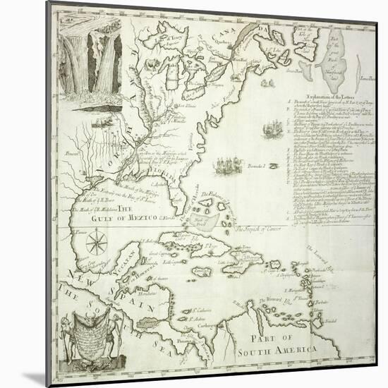 Folding Map of the North American Atlantic Coast, 1714-null-Mounted Giclee Print