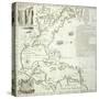 Folding Map of the North American Atlantic Coast, 1714-null-Stretched Canvas