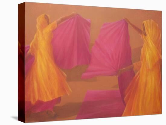 Folding Saris, 2010-Lincoln Seligman-Stretched Canvas