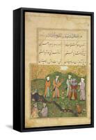 Folio 39, a Garden Scene, from the 'Bustan of Sa'di' (The Flower-Garden of Sa'di)-Persian-Framed Stretched Canvas
