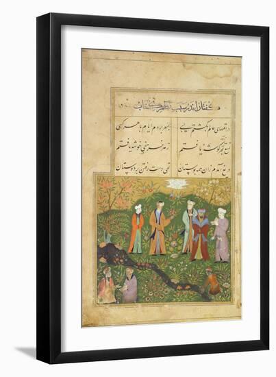 Folio 39, a Garden Scene, from the 'Bustan of Sa'di' (The Flower-Garden of Sa'di)-Persian-Framed Giclee Print