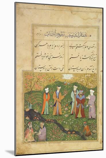 Folio 39, a Garden Scene, from the 'Bustan of Sa'di' (The Flower-Garden of Sa'di)-Persian-Mounted Giclee Print