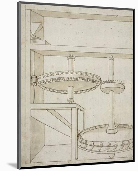 Folio 40: mill with horizontal water wheel-Francesco di Giorgio Martini-Mounted Art Print