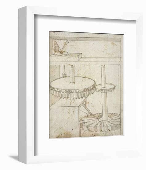 Folio 44: mill powered by horizontal wheel-Francesco di Giorgio Martini-Framed Art Print