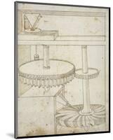 Folio 44: mill powered by horizontal wheel-Francesco di Giorgio Martini-Mounted Art Print