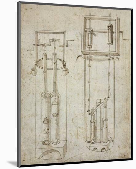 Folio 5: two piston pumps-Francesco di Giorgio Martini-Mounted Art Print