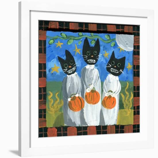 Folk Art Black Cats Halloween-sylvia pimental-Framed Art Print