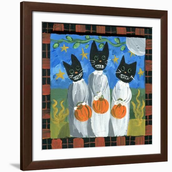 Folk Art Black Cats Halloween-sylvia pimental-Framed Art Print