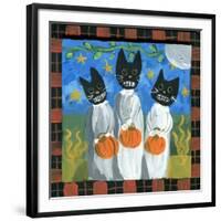 Folk Art Black Cats Halloween-sylvia pimental-Framed Art Print