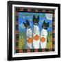 Folk Art Black Cats Halloween-sylvia pimental-Framed Art Print