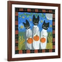 Folk Art Black Cats Halloween-sylvia pimental-Framed Art Print