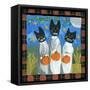 Folk Art Black Cats Halloween-sylvia pimental-Framed Stretched Canvas