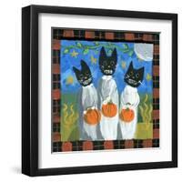 Folk Art Black Cats Halloween-sylvia pimental-Framed Art Print