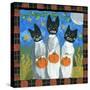 Folk Art Black Cats Halloween-sylvia pimental-Stretched Canvas