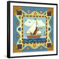 Folk Art Cat Sailing-Geraldine Aikman-Framed Giclee Print