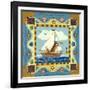 Folk Art Cat Sailing-Geraldine Aikman-Framed Giclee Print