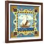 Folk Art Cat Sailing-Geraldine Aikman-Framed Giclee Print