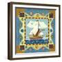 Folk Art Cat Sailing-Geraldine Aikman-Framed Giclee Print