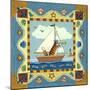 Folk Art Cat Sailing-Geraldine Aikman-Mounted Giclee Print