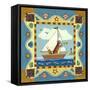 Folk Art Cat Sailing-Geraldine Aikman-Framed Stretched Canvas