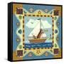 Folk Art Cat Sailing-Geraldine Aikman-Framed Stretched Canvas