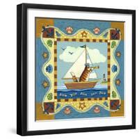 Folk Art Cat Sailing-Geraldine Aikman-Framed Premium Giclee Print