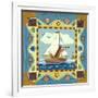 Folk Art Cat Sailing-Geraldine Aikman-Framed Giclee Print