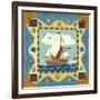 Folk Art Cat Sailing-Geraldine Aikman-Framed Giclee Print