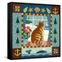 Folk Art Cat Winter-Geraldine Aikman-Framed Stretched Canvas