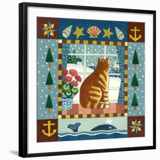 Folk Art Cat Winter-Geraldine Aikman-Framed Giclee Print