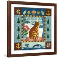 Folk Art Cat Winter-Geraldine Aikman-Framed Giclee Print