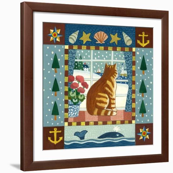 Folk Art Cat Winter-Geraldine Aikman-Framed Giclee Print