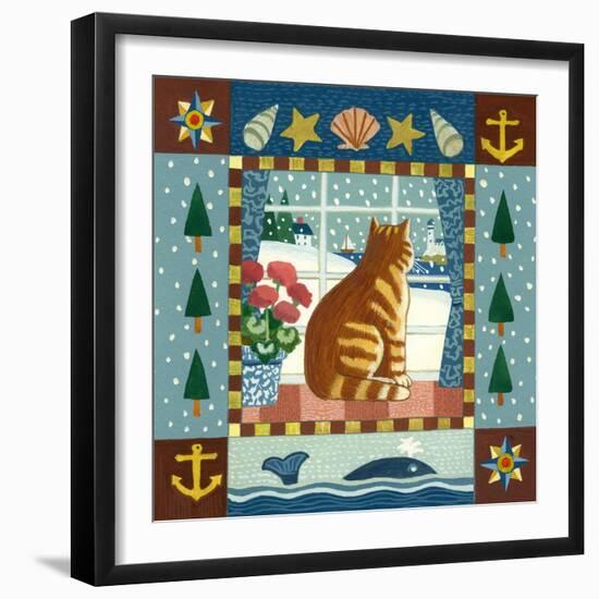 Folk Art Cat Winter-Geraldine Aikman-Framed Premium Giclee Print