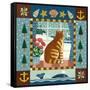 Folk Art Cat Winter-Geraldine Aikman-Framed Stretched Canvas