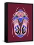 Folk Beetle - Burgundy-Tara Reed-Framed Stretched Canvas