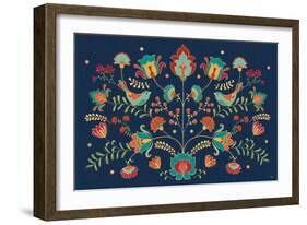 Folk Floral I Dark-Veronique Charron-Framed Art Print