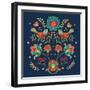 Folk Floral II Dark-Veronique Charron-Framed Art Print