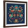 Folk Floral II Dark-Veronique Charron-Framed Art Print