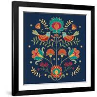 Folk Floral II Dark-Veronique Charron-Framed Art Print