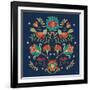 Folk Floral II Dark-Veronique Charron-Framed Art Print