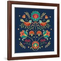 Folk Floral II Dark-Veronique Charron-Framed Art Print