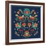 Folk Floral II Dark-Veronique Charron-Framed Art Print