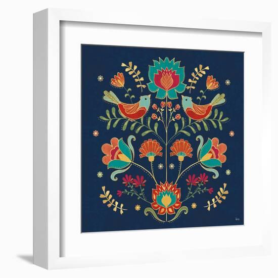 Folk Floral II Dark-Veronique Charron-Framed Art Print