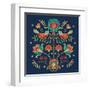 Folk Floral II Dark-Veronique Charron-Framed Art Print