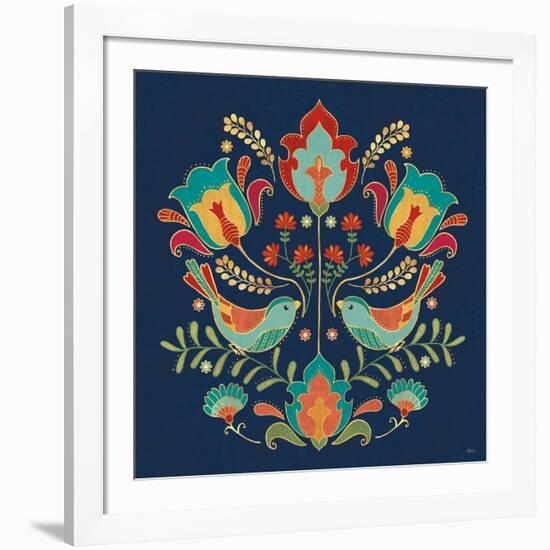 Folk Floral III Dark-Veronique Charron-Framed Art Print