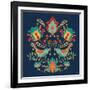 Folk Floral III Dark-Veronique Charron-Framed Art Print