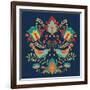 Folk Floral III Dark-Veronique Charron-Framed Premium Giclee Print